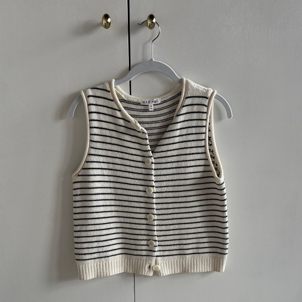 Alex Mill Bridget Sleeveless Sweater Vest XS Ivory Black